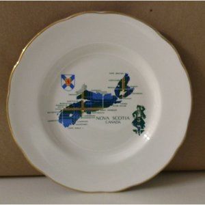 4-PC NOVA SCOTIA CANADA Royal Stuart English Bone China Desert Plates VNTG ANB